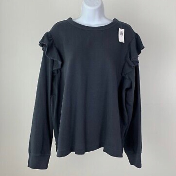 NWT! Ruffle Trim French-Terry Cropped Sweatshirt - Size XL - Picture 2 of 6